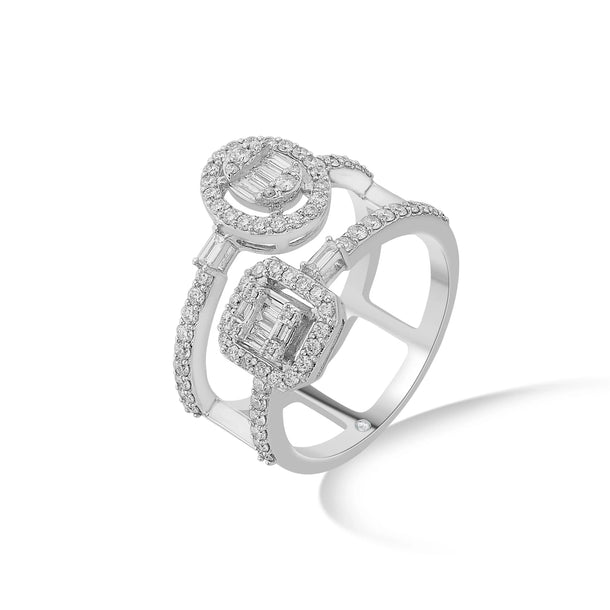 Facet Fusion Twin Blaze Diamond Ring - Zen Diamond India