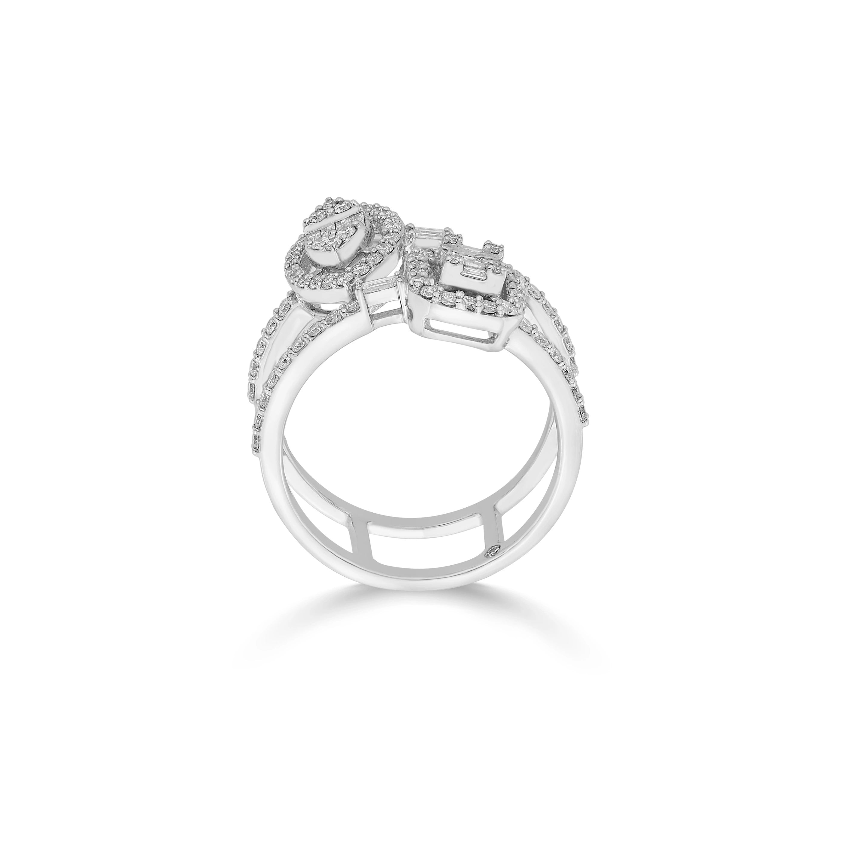 Facet Fusion Twin Blaze Diamond Ring - Zen Diamond India