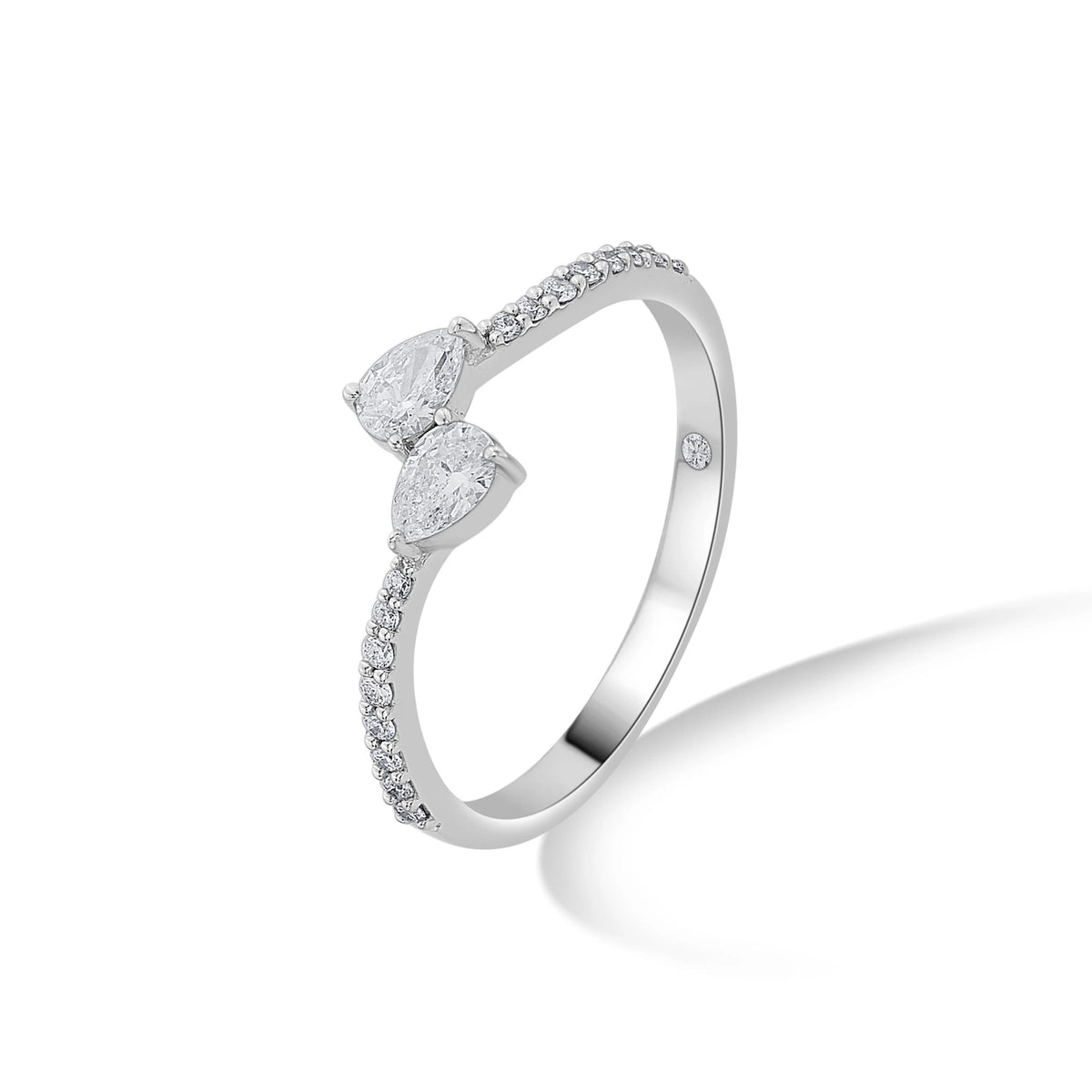 Solitaire Dewdrop Duet Ring