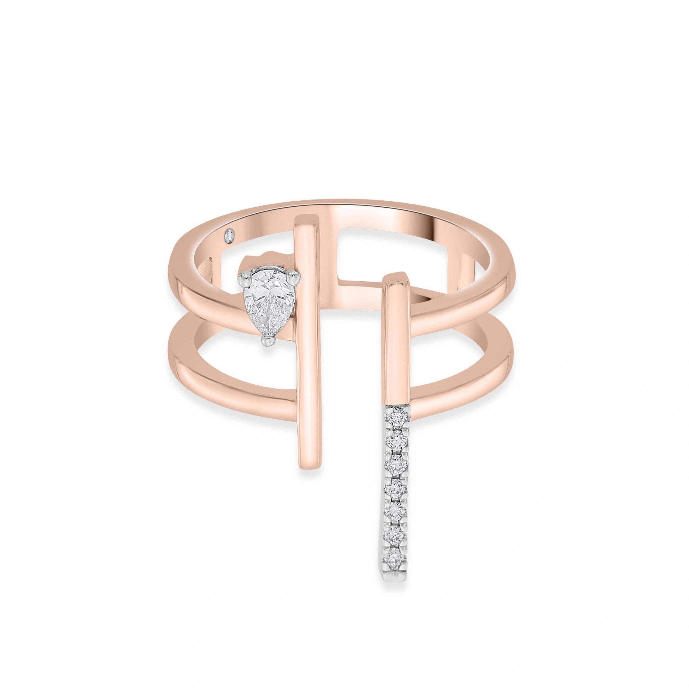 Boujee Pear Luxe Parallel Diamond Ring - Zen Diamond India