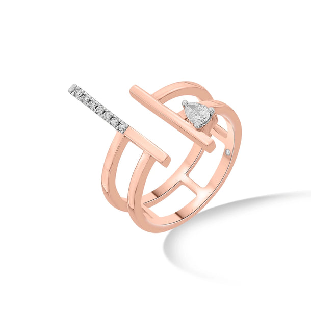 Boujee Pear Luxe Parallel Diamond Ring - Zen Diamond India