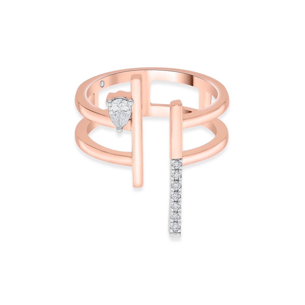 Boujee Pear Luxe Parallel Diamond Ring - Zen Diamond India