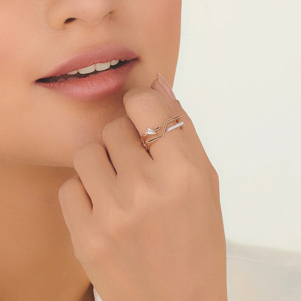 Boujee Velocity Arc Diamond Ring - Zen Diamond India