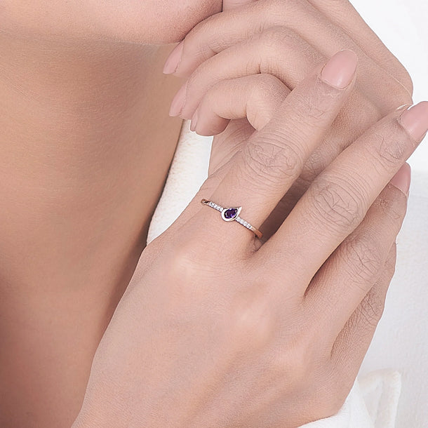 Color Pop Drop Elegance Ring in Amethyst