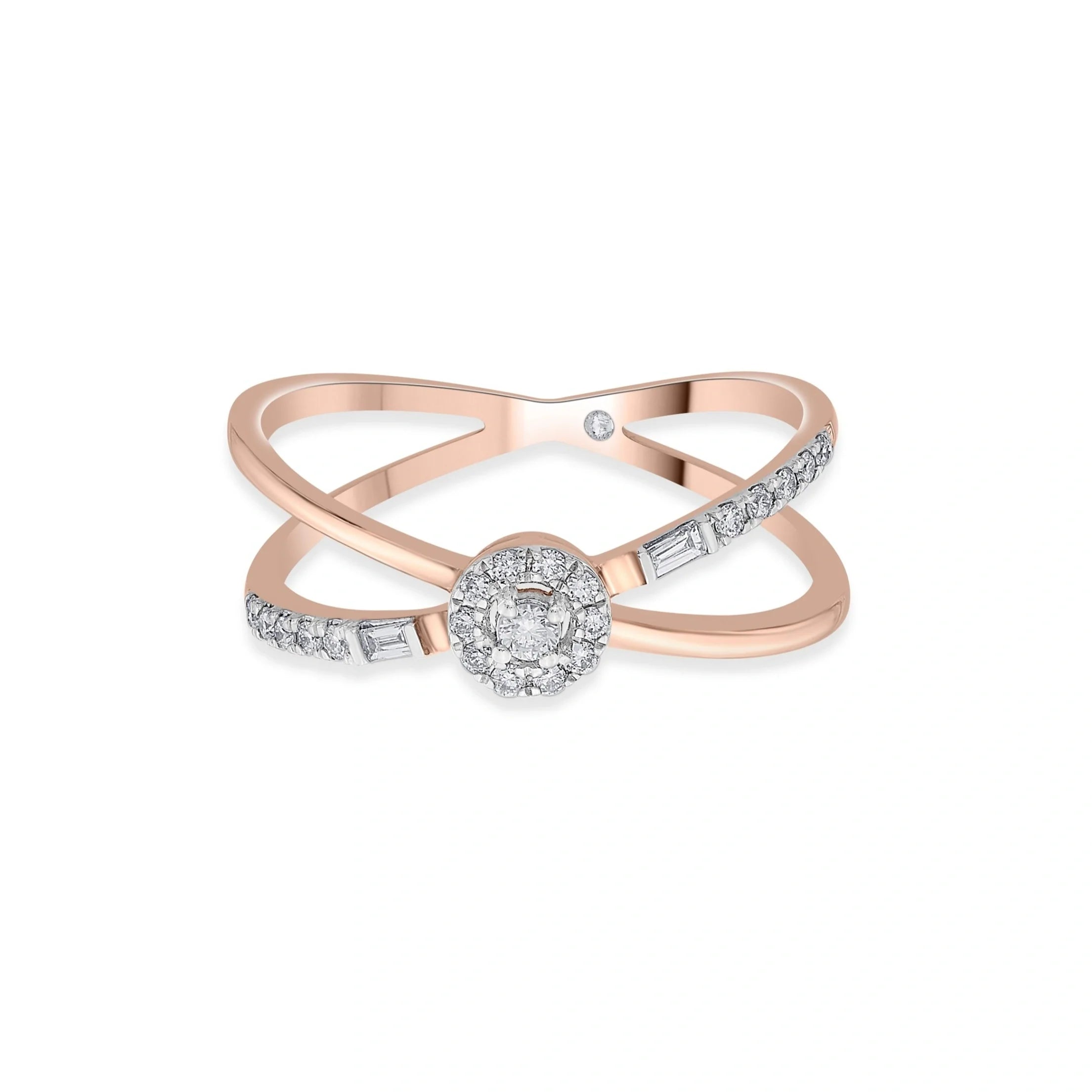 Bojuee Round Criss Cross Ring - Zen Diamond India