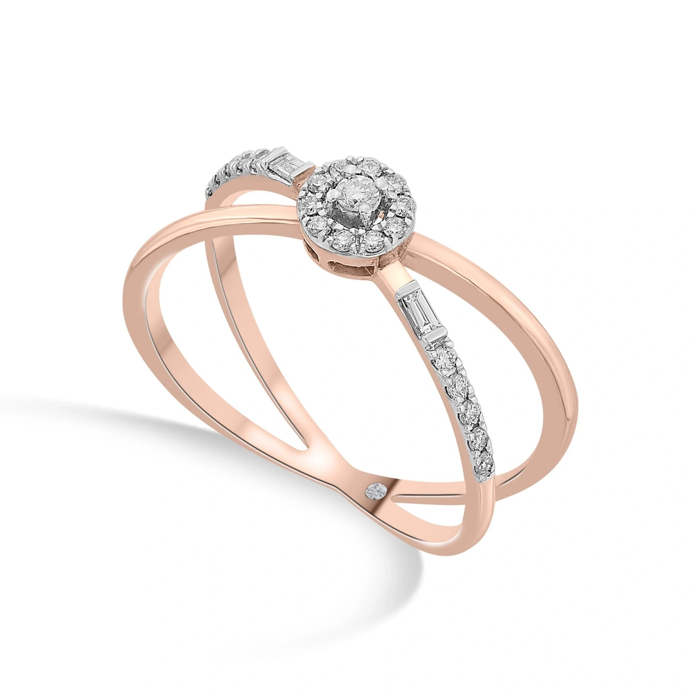 Bojuee Round Criss Cross Ring - Zen Diamond India