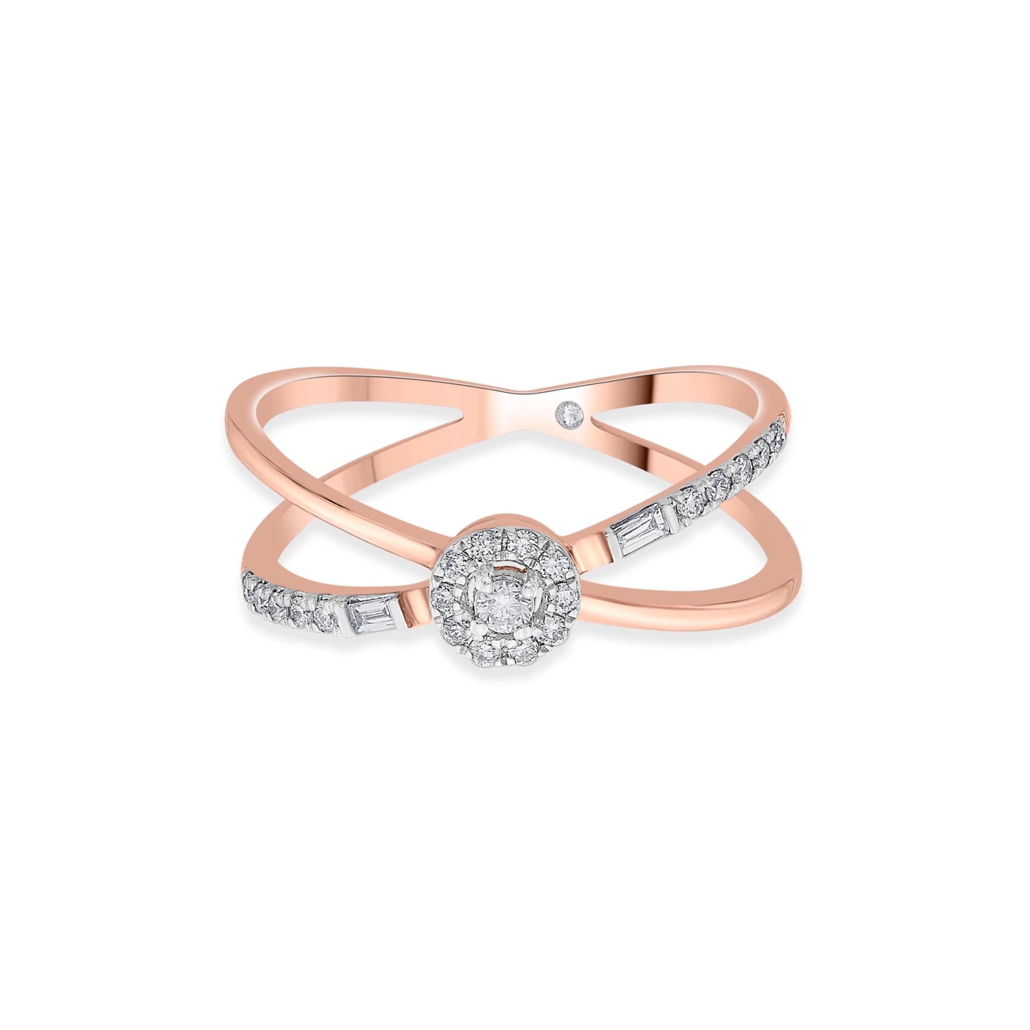 Bojuee Round Criss Cross Ring - Zen Diamond India