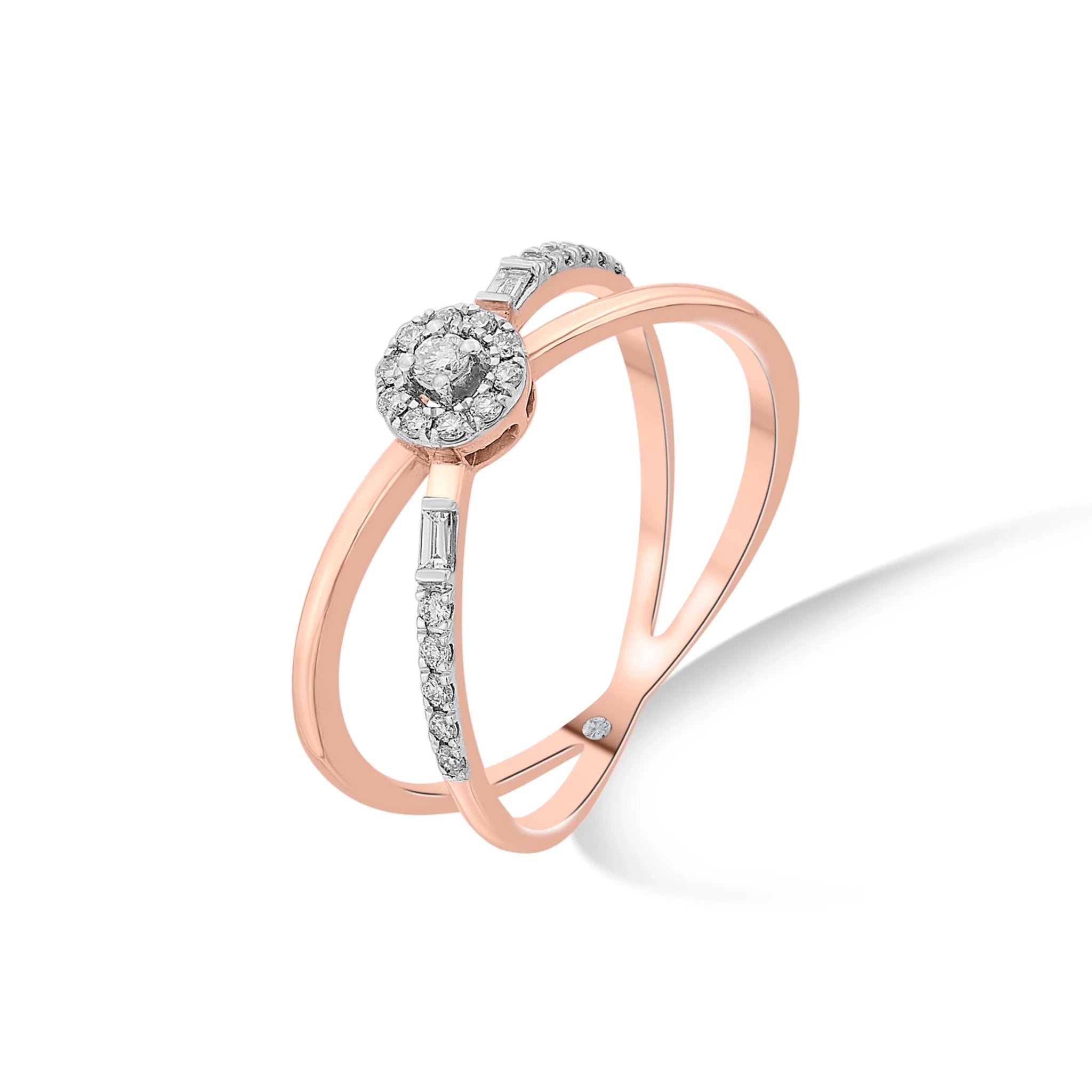 Bojuee Round Criss Cross Ring - Zen Diamond India