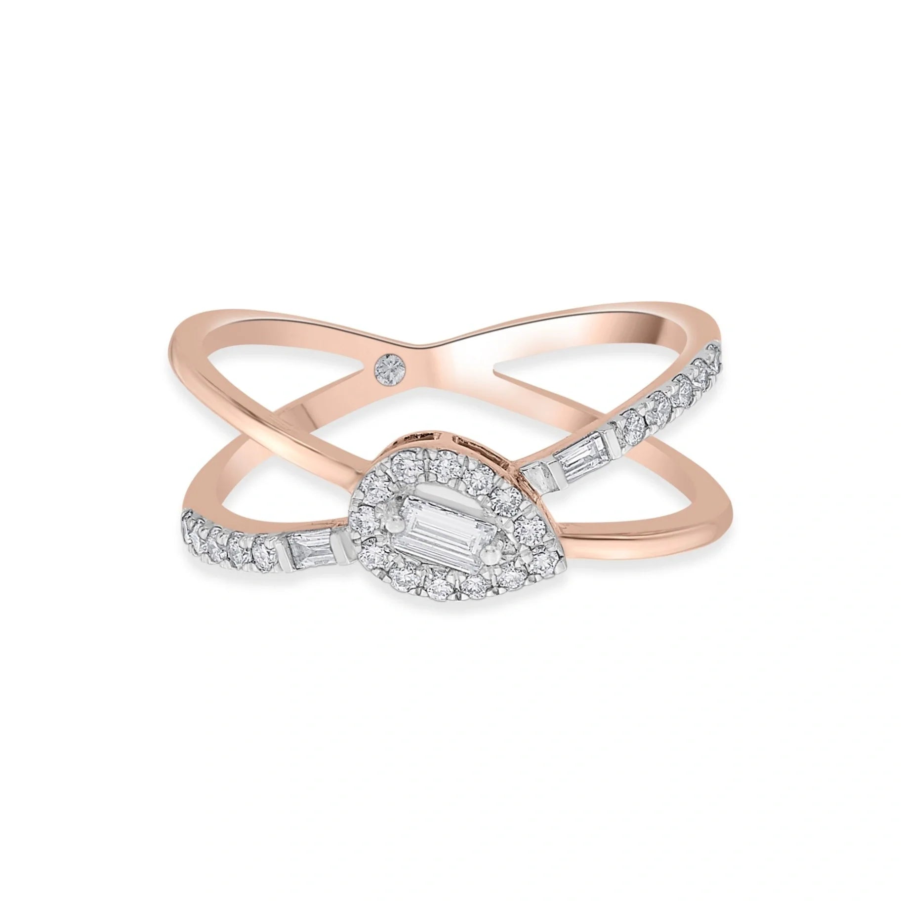 Boujee Pear Criss Cross Ring - Zen Diamond India