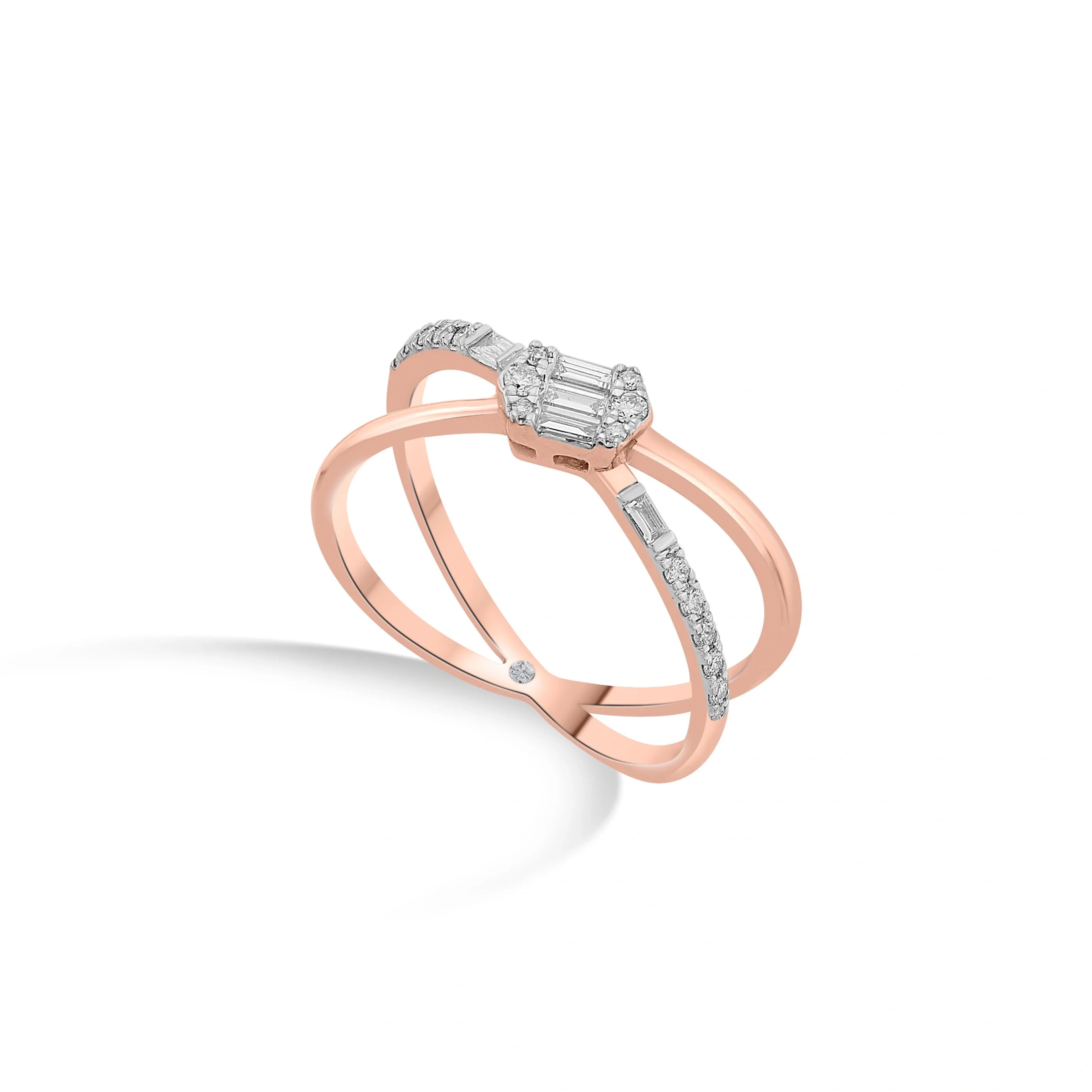 Boujee Hexa Criss Cross Ring - Zen Diamond India
