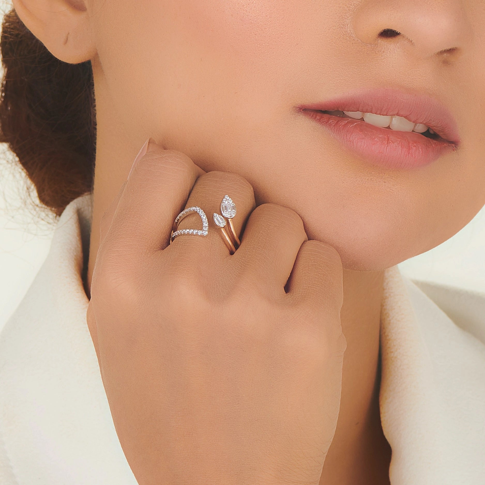 Facet Fusion Rosé Flame Diamond Ring - Zen Diamond India