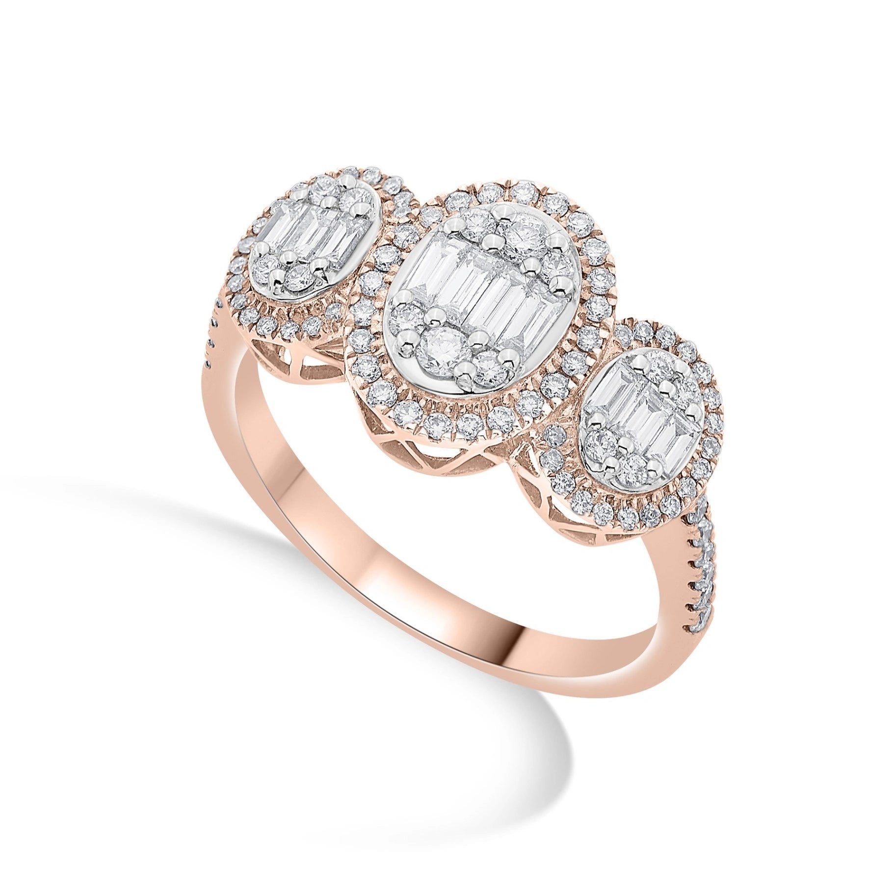 Trinity Baguette Triad Halo Ring - Zen Diamond India