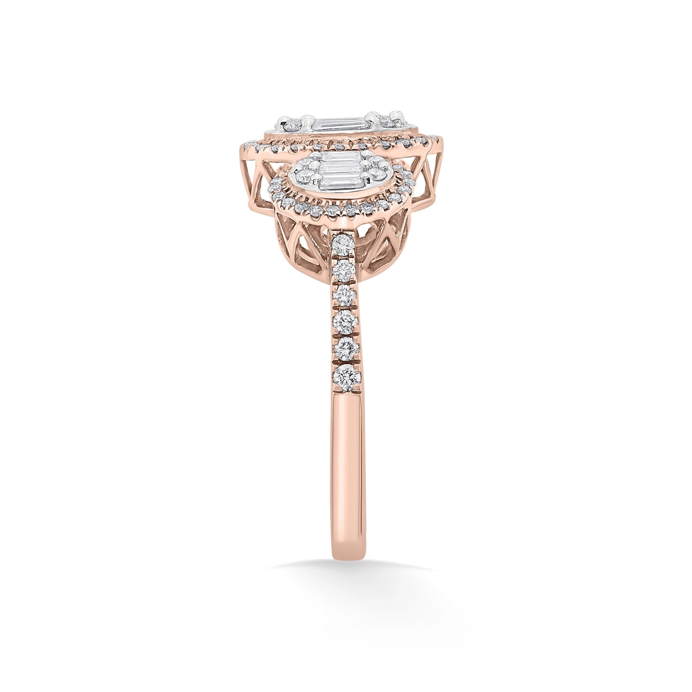 Trinity Baguette Triad Halo Ring - Zen Diamond India