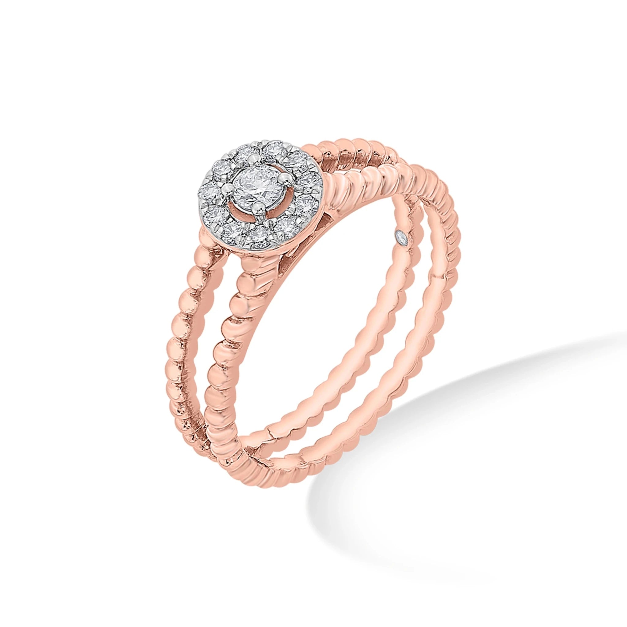 Sassy Rose Radiance Halo Stacking Ring - Zen Diamond India