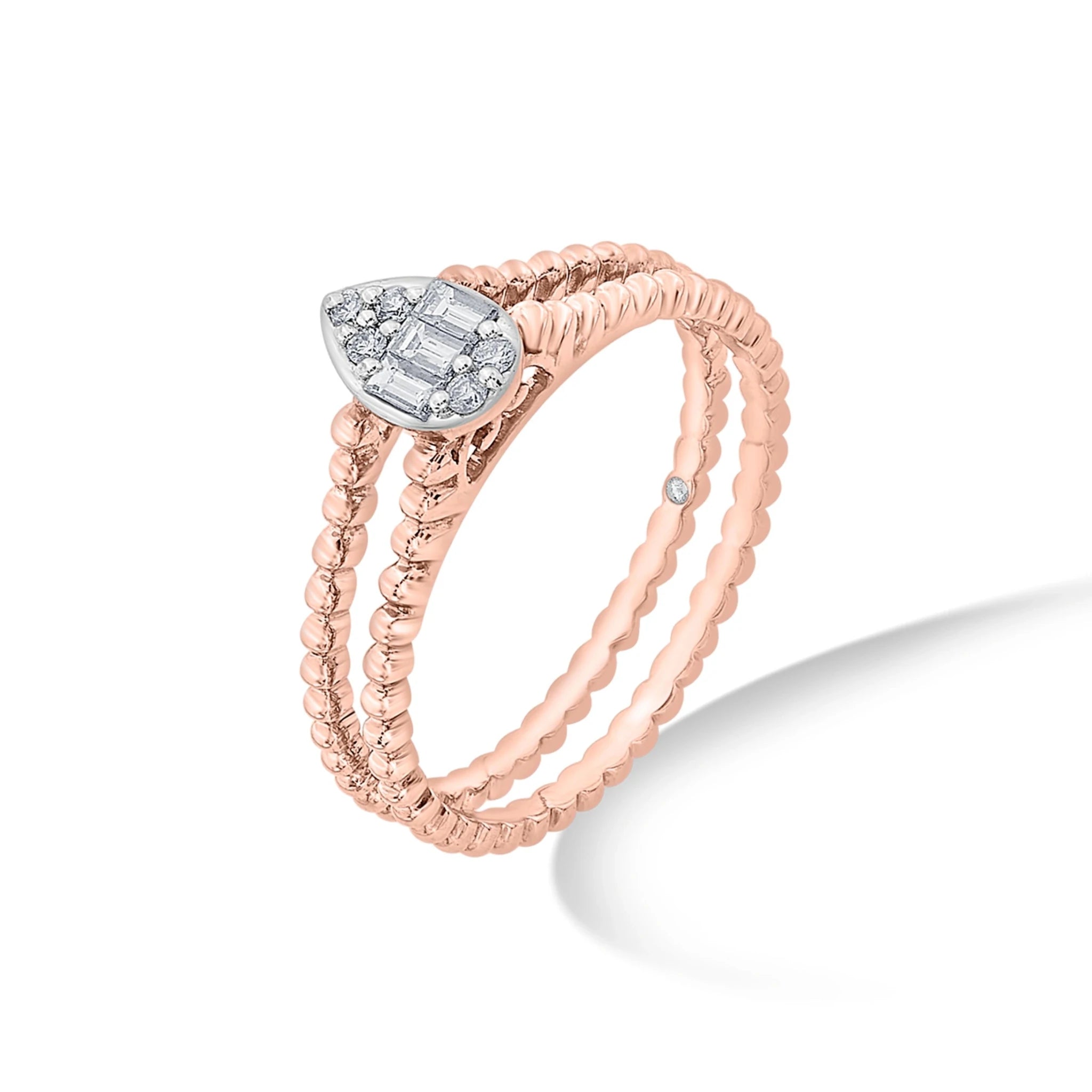 Sassy Glam Teardrop Baguette Bliss Ring - Zen Diamond India