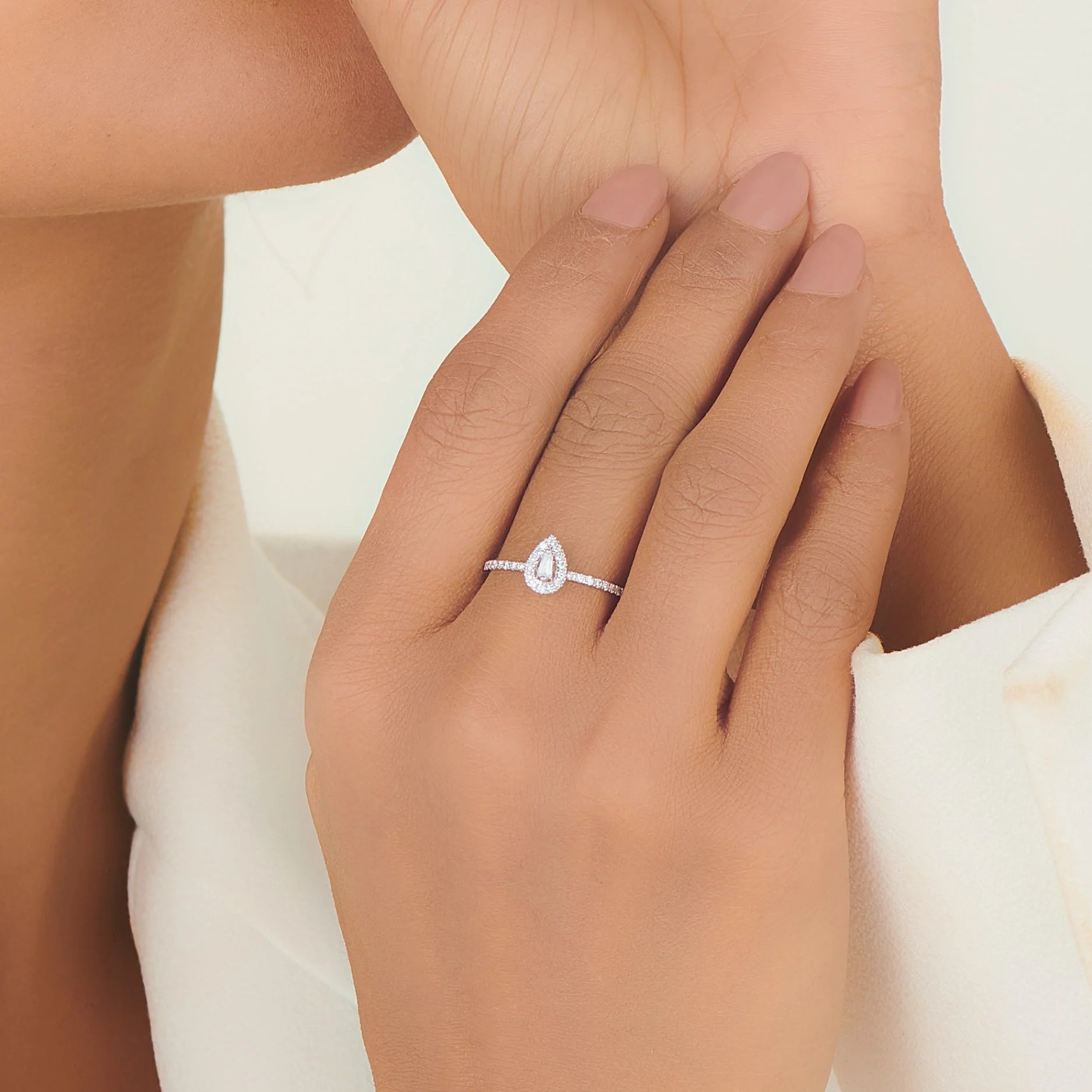 Boujee Radiant Teardrop Halo Ring - Zen Diamond India