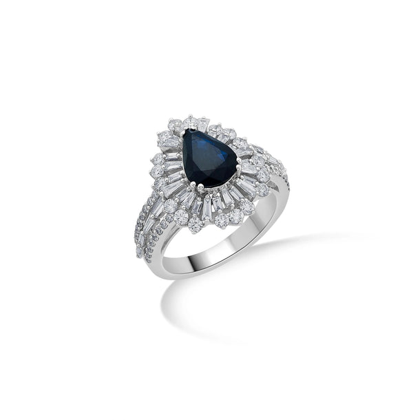 Toren Royal Sapphire Sunburst Ring - Zen Diamond India