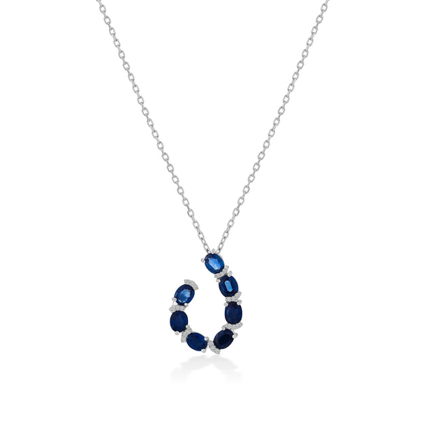 Toren Sapphire Crescent Bloom Pendant - Zen Diamond India