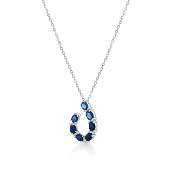 Toren Sapphire Crescent Bloom Pendant - Zen Diamond India
