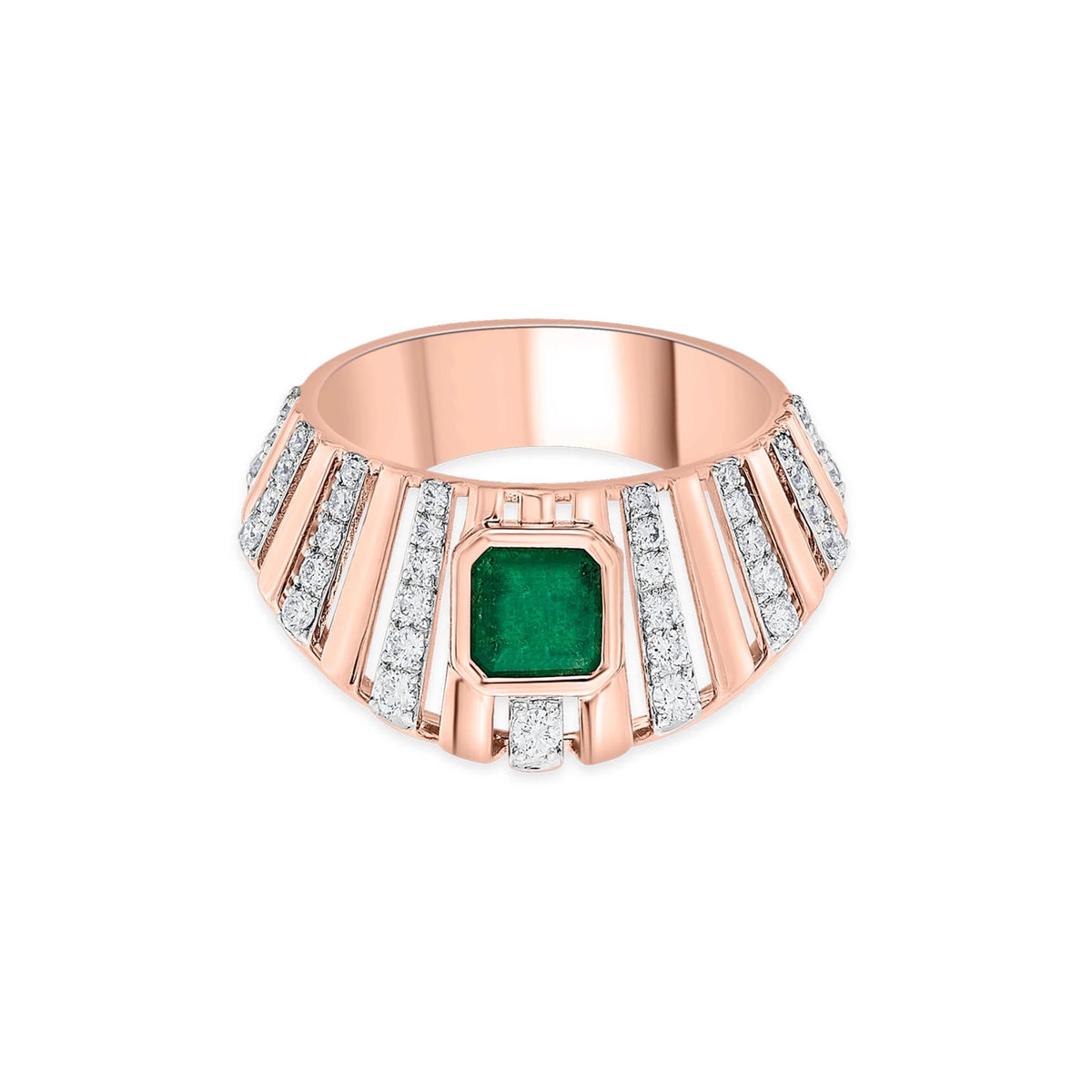 Tryst Vibrant Prism Emerald Ring - Zen Diamond India