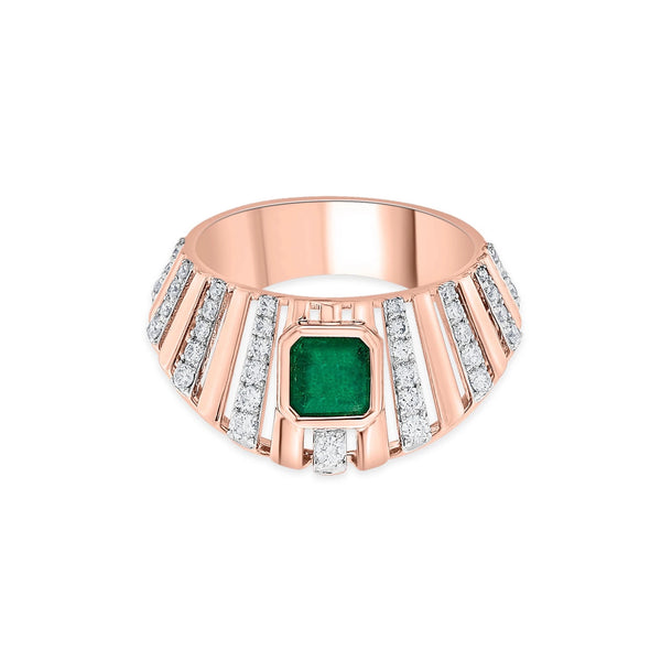 Tryst Vibrant Prism Emerald Ring - Zen Diamond India