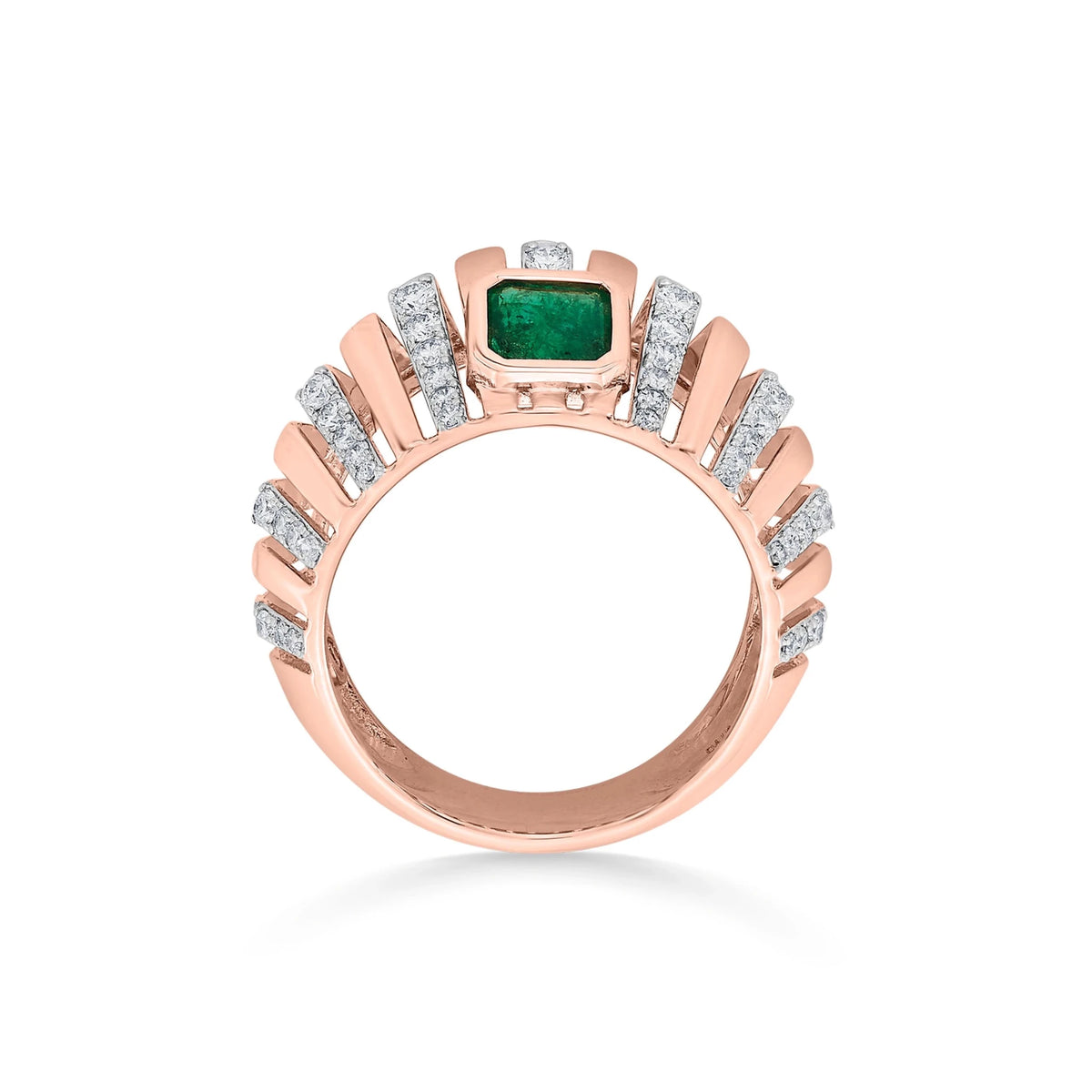 Tryst Vibrant Prism Emerald Ring - Zen Diamond India