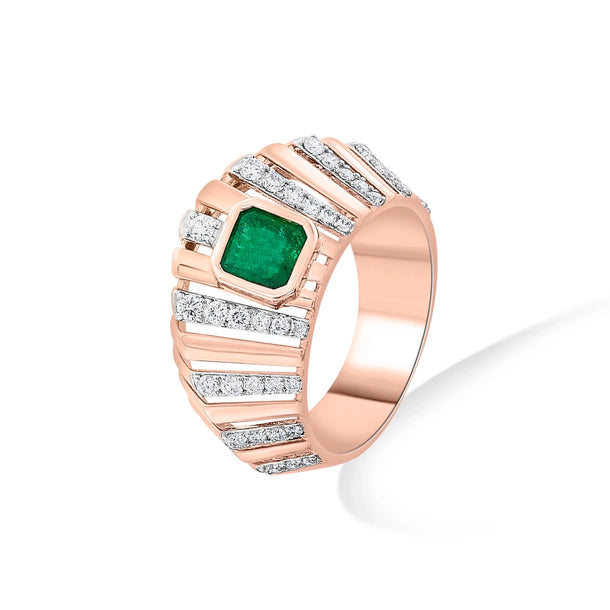 Tryst Vibrant Prism Emerald Ring - Zen Diamond India
