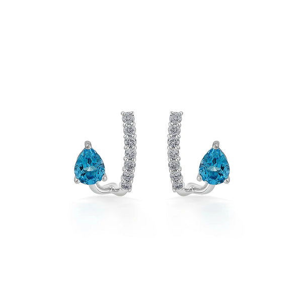 Color Pop Blue Topaz Teardrop Glow Earrings - Zen Diamond India