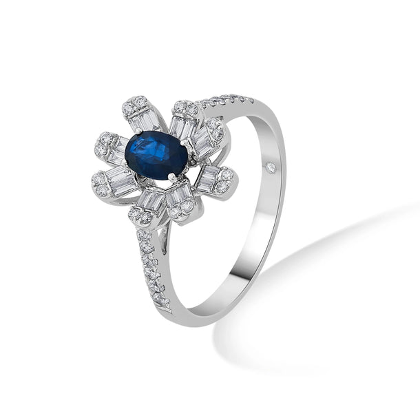 Toren Midnight Sapphire Bloom Ring - Zen Diamond India