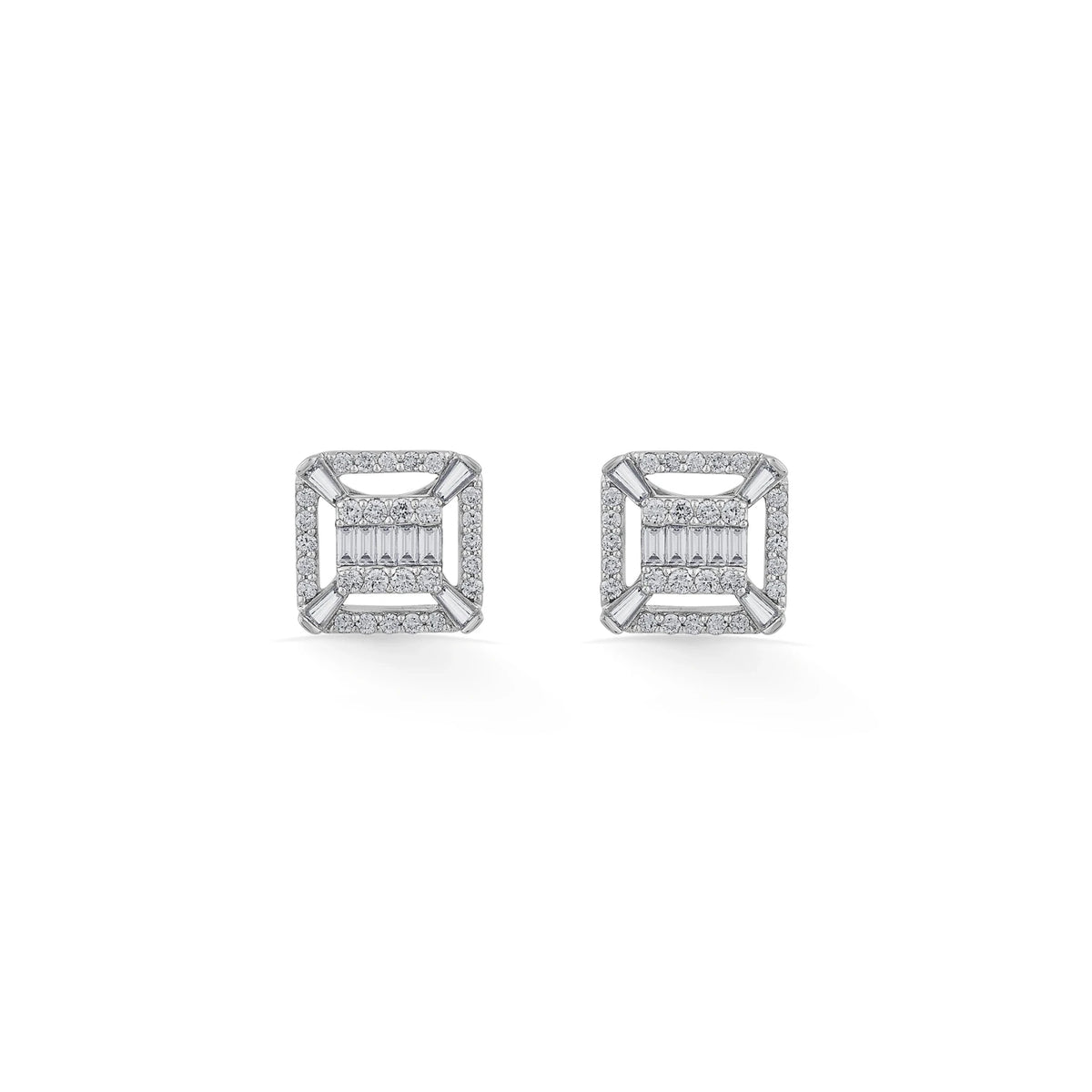 Classic Regal Square Spark Diamond Earrings - Zen Diamond India