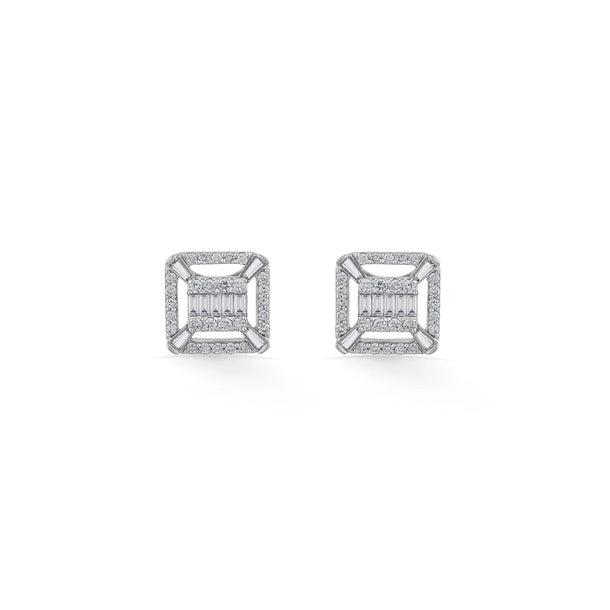 Classic Regal Square Spark Diamond Earrings - Zen Diamond India
