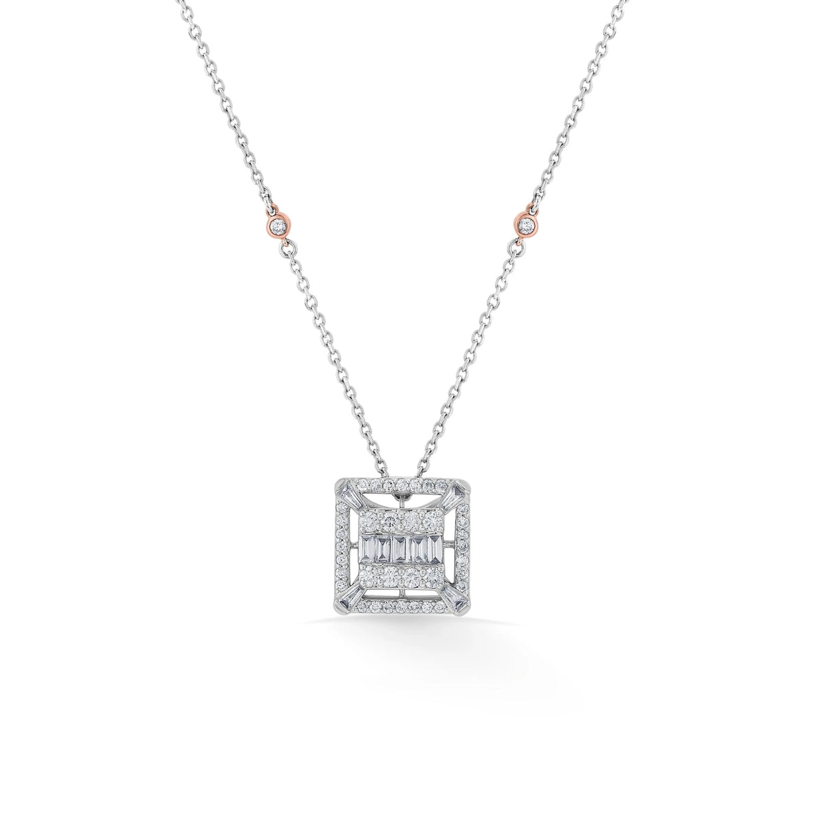 Classic Lustre Square Halo Pendant - Zen Diamond India