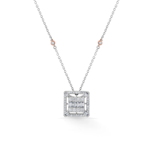 Classic Lustre Square Halo Pendant - Zen Diamond India