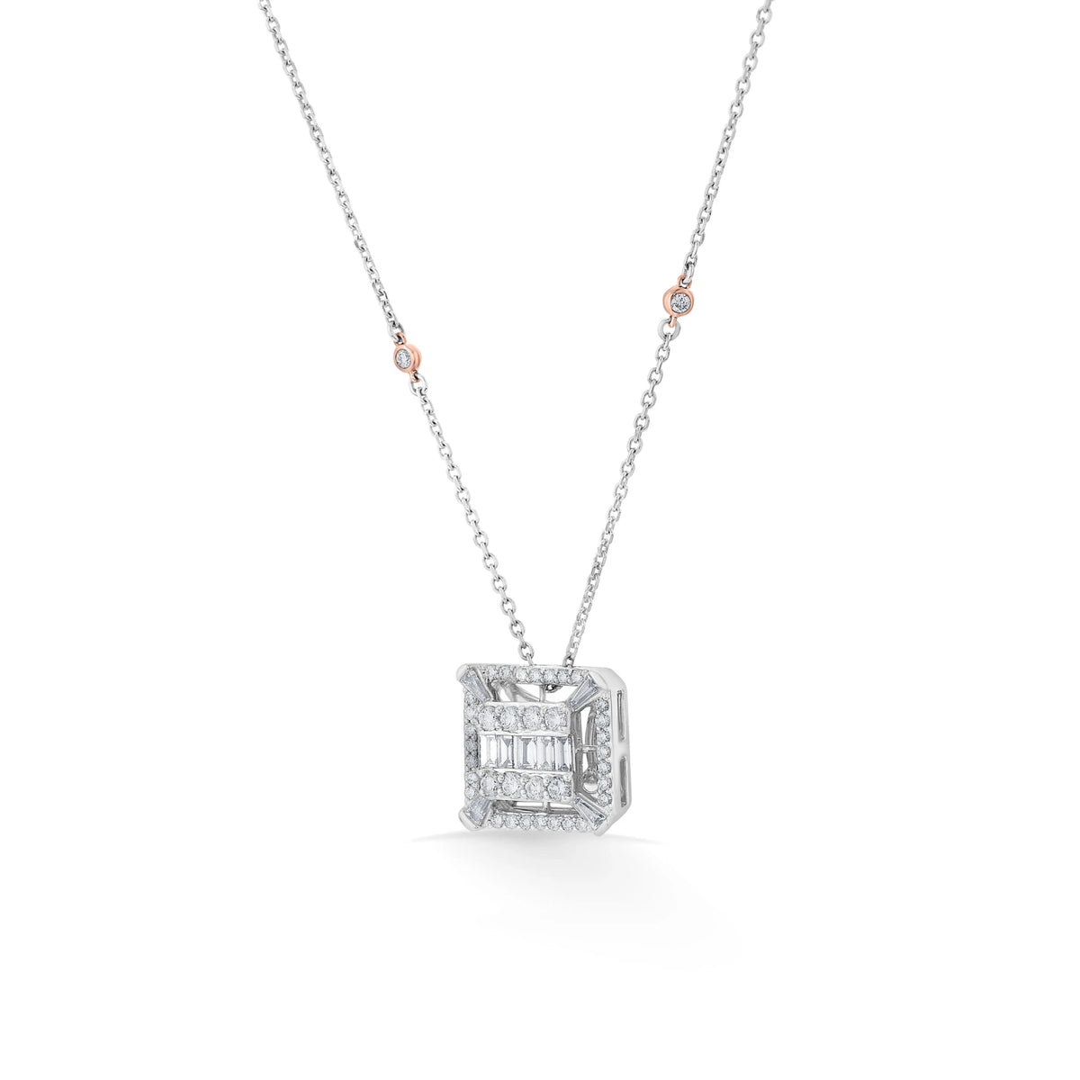 Classic Lustre Square Halo Pendant - Zen Diamond India