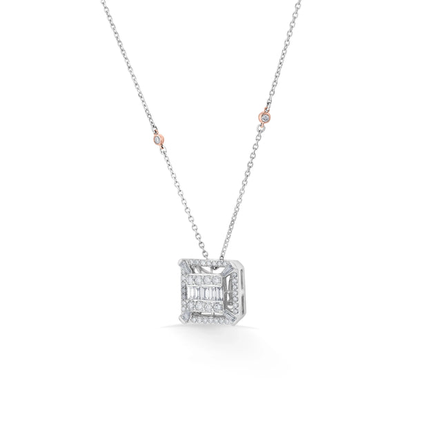 Classic Lustre Square Halo Pendant - Zen Diamond India