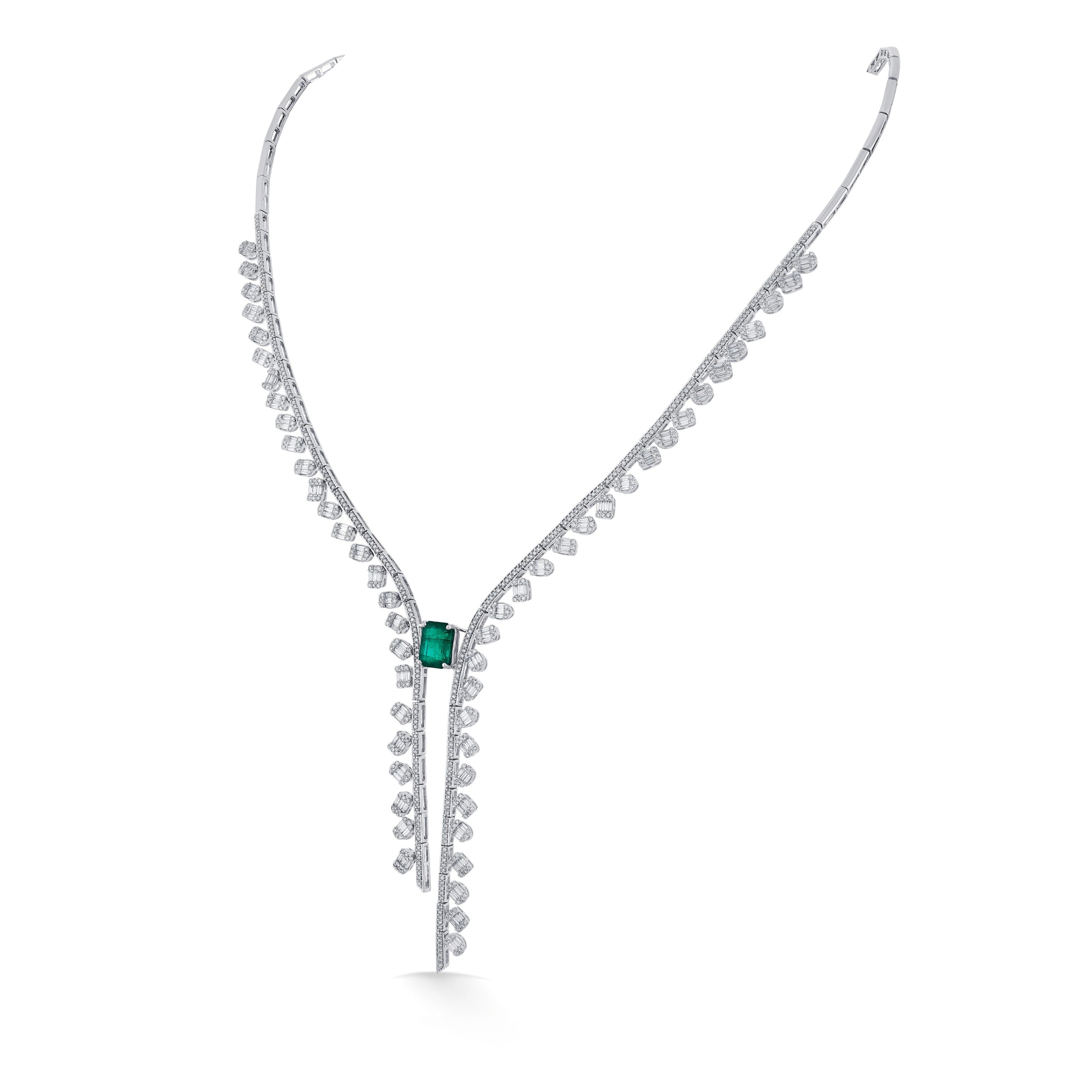 Tryst Regal Flow Statement Necklace - Zen Diamond India