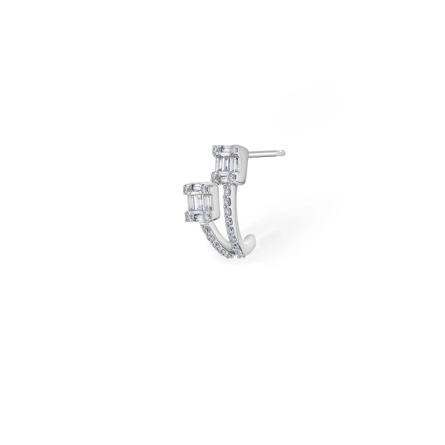Classic Twin Radiance Baguette Curve Earrings - Zen Diamond India