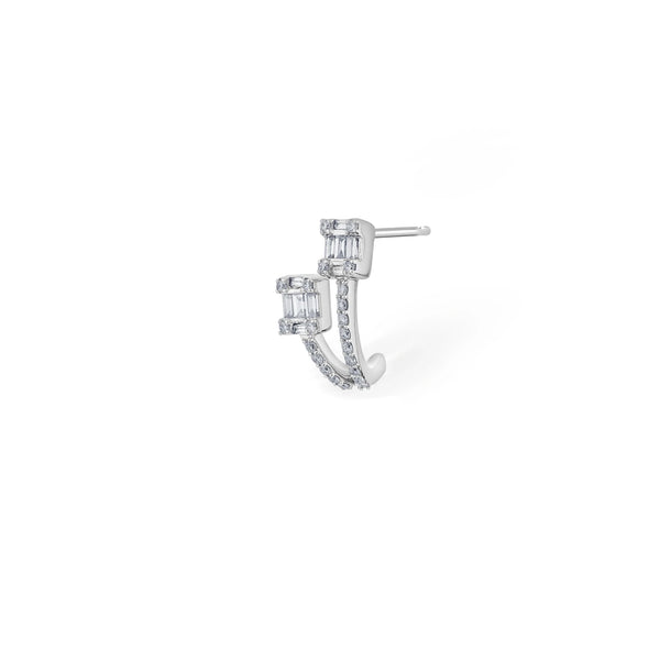 Classic Twin Radiance Baguette Curve Earrings - Zen Diamond India