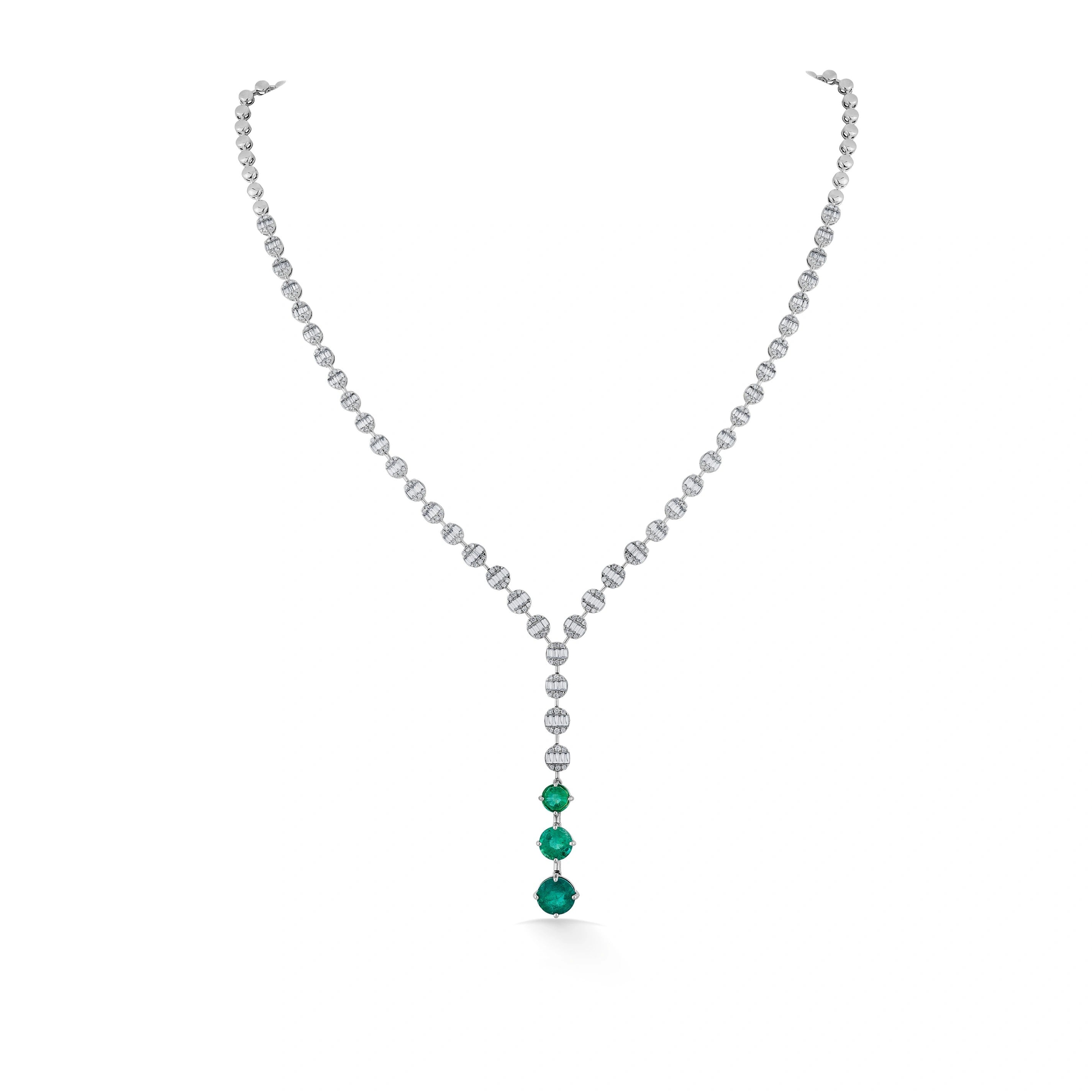 Tryst Emerald Drop Serenade Necklace - Zen Diamond India