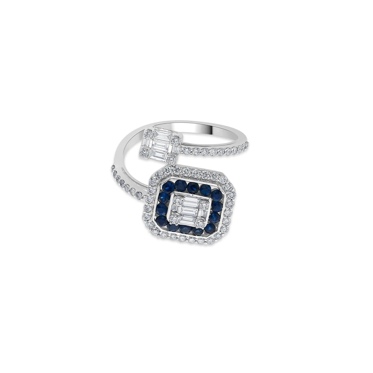 Toren Sapphire Halo Twist Ring - Zen Diamond India
