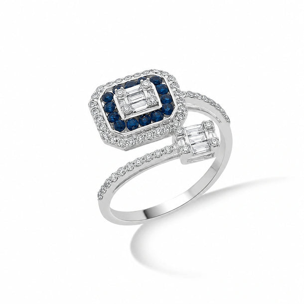 Toren Sapphire Halo Twist Ring
