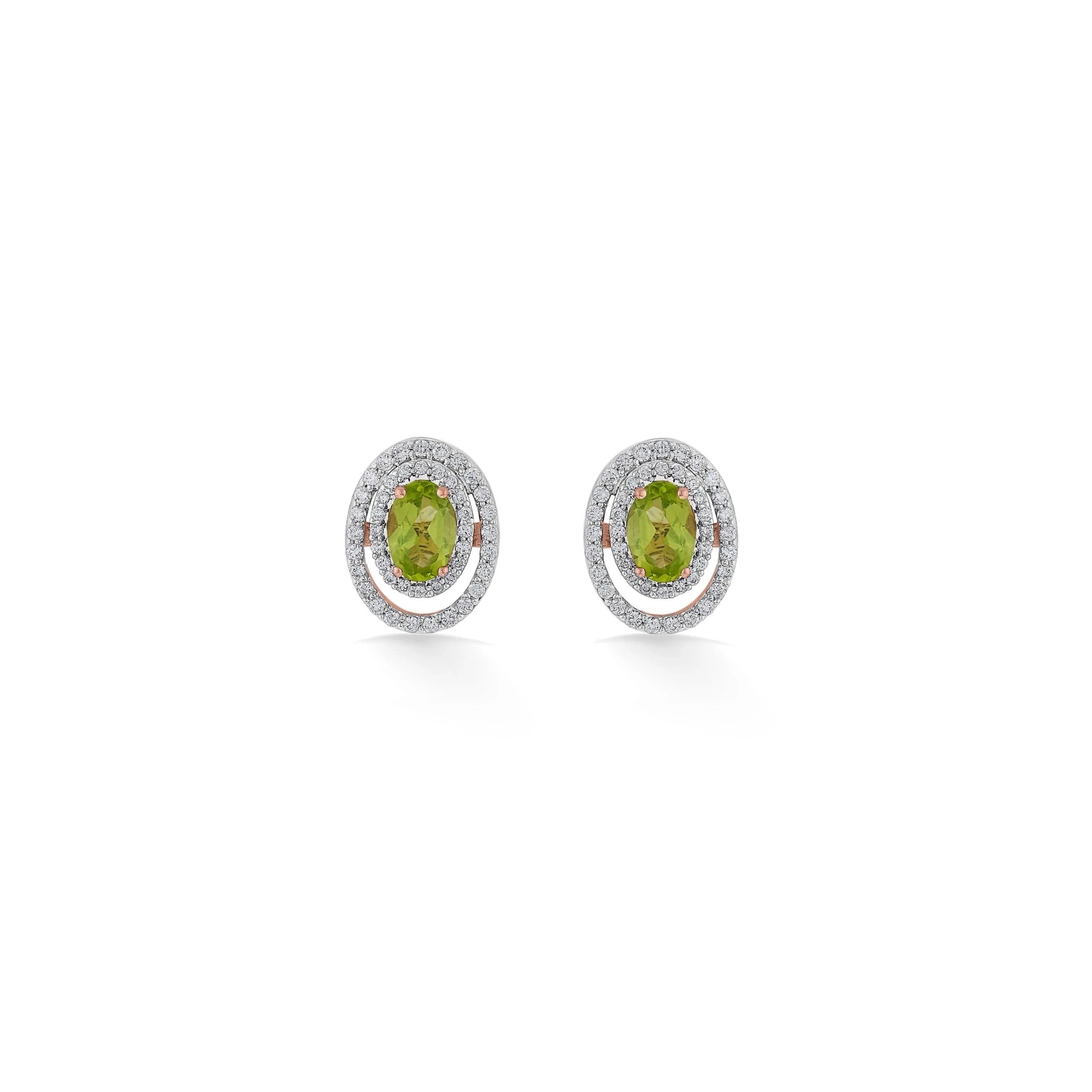 Color Pop Olive Oval Halo Studs - Zen Diamond India