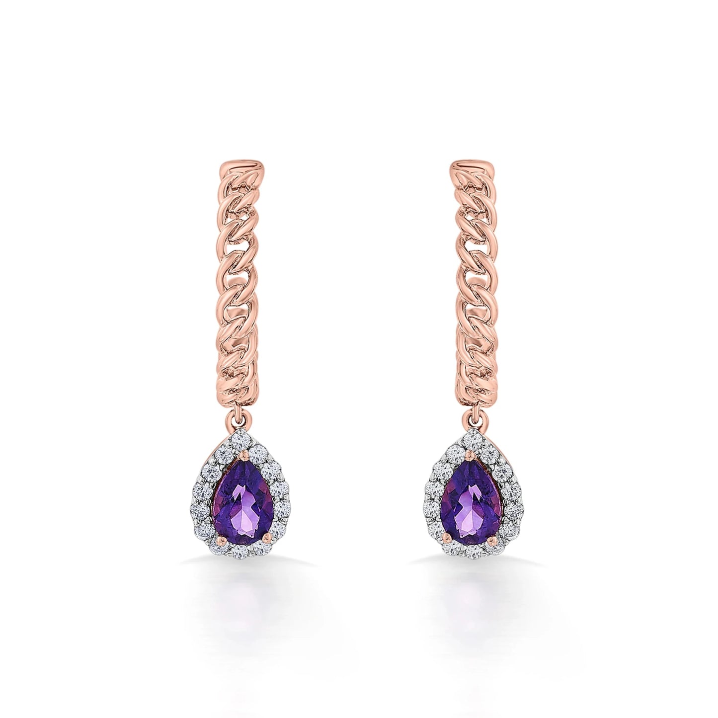 Color Pop Royal Amethyst Teardrop Chain Earrings - Zen Diamond India