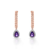 Color Pop Royal Amethyst Teardrop Chain Earrings - Zen Diamond India