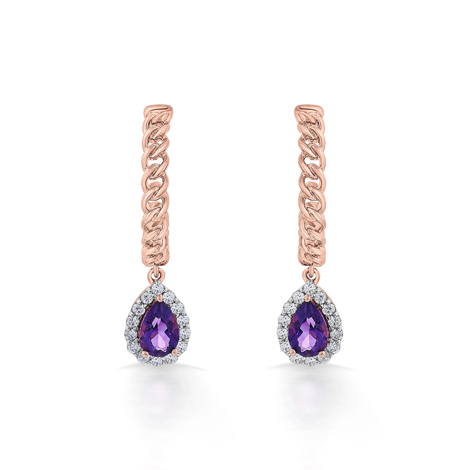 Color Pop Royal Amethyst Teardrop Chain Earrings - Zen Diamond India