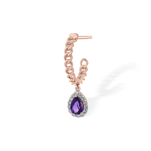 Color Pop Royal Amethyst Teardrop Chain Earrings - Zen Diamond India