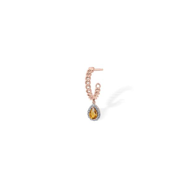 Color Pop Citrine Halo Drop Chain Earrings - Zen Diamond India