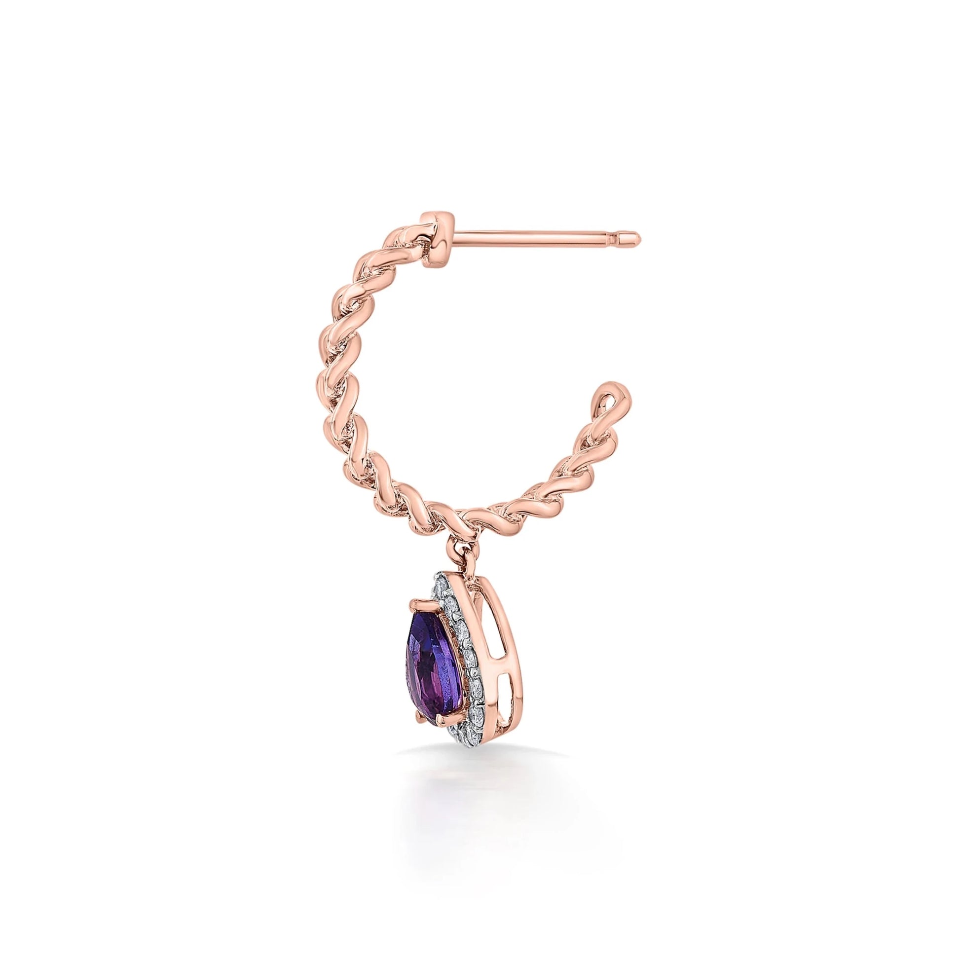 Color Pop Royal Amethyst Teardrop Chain Earrings - Zen Diamond India