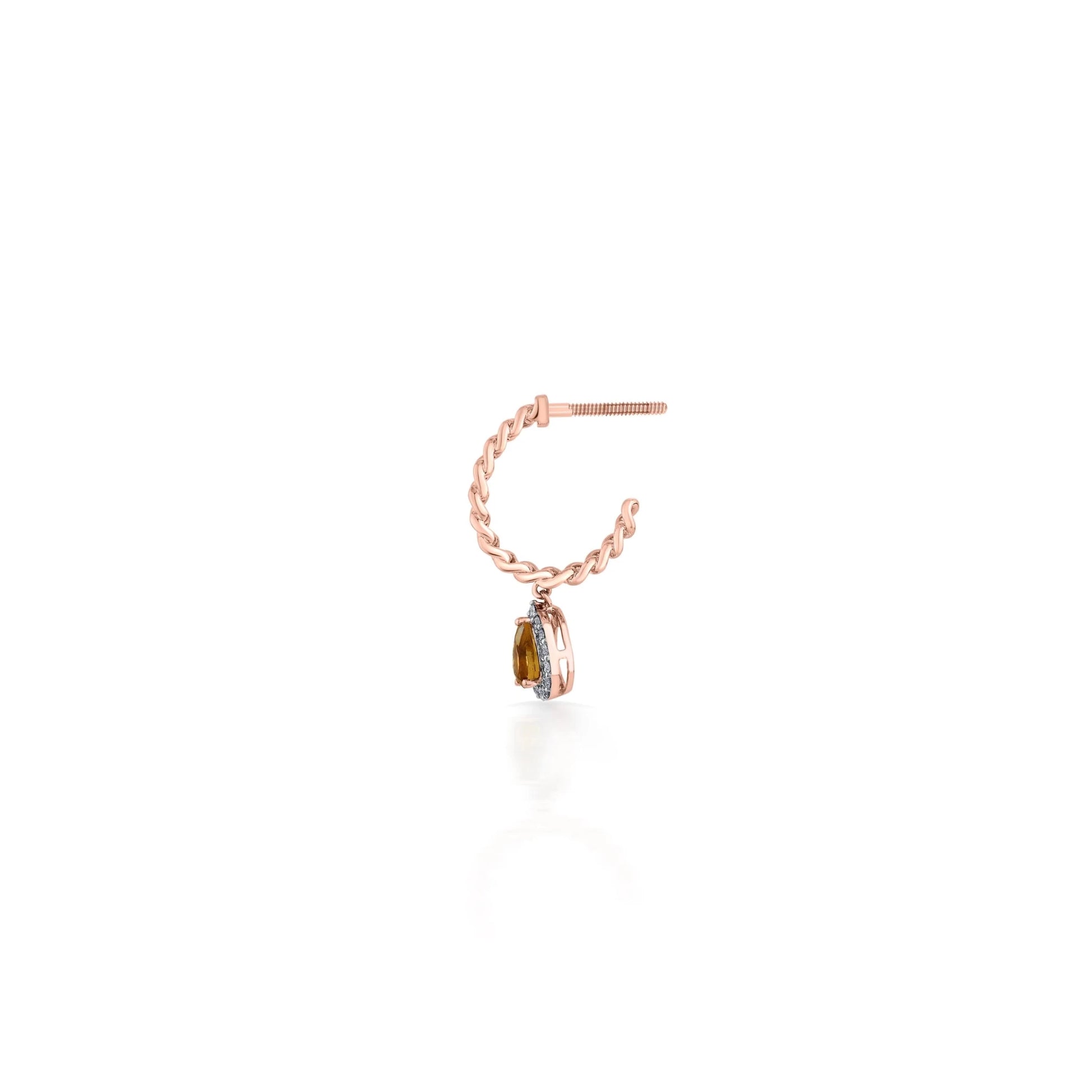 Color Pop Citrine Halo Drop Chain Earrings - Zen Diamond India