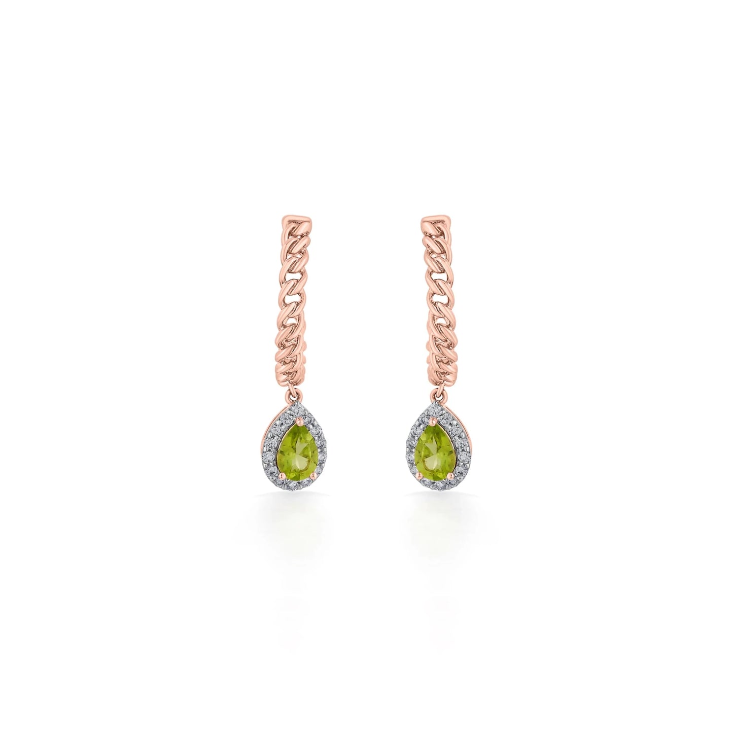 Color Pop Luminous Peridot Teardrop Chain Earrings - Zen Diamond India